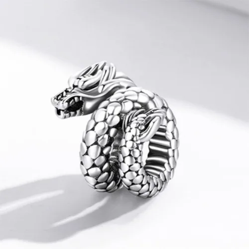 Vista 2 de Dije de perro de plata de ley 925 para pulseras Delfín del océano, insecto, mariposa y abeja