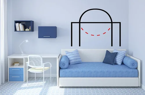 Vista 3 de Calcomanía de pared con diagrama de líneas de media cancha de baloncesto, calcomanías de pared de baloncesto, arte de pared de baloncesto