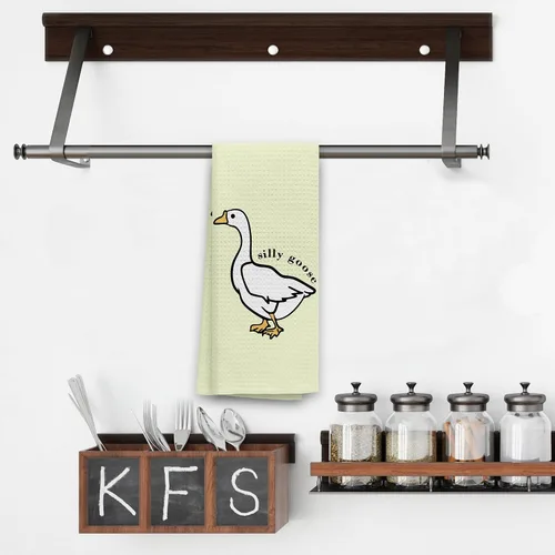 Vista 3 de TNUW Silly Goose - Toallas de cocina suaves y absorbentes, paños de cocina cristianos de 16 x 24 pulgadas, regalos divertidos de ganso (crema)