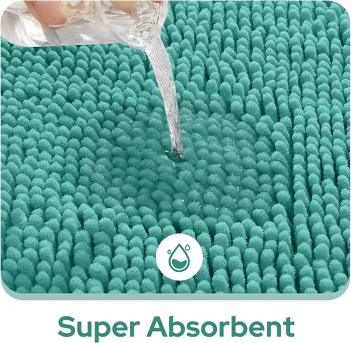 Vista 4 de HOMEIDEAS - Juego de tapetes para baño (2 piezas), de felpilla suave, absorbente, peluda, antideslizante, para baño, tina y ducha. Se pueden lavar a