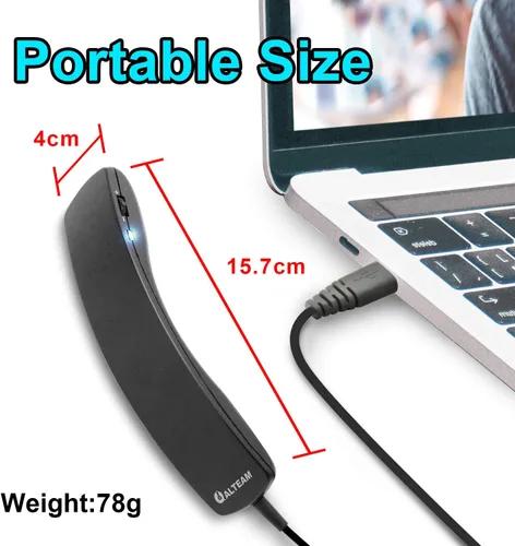 Vista 4 de Auricular USB portátil con cable Plug and Play con cable largo de 6.6 ft para softphone ligero 2.75 oz, Retro, control de volumen, silencio