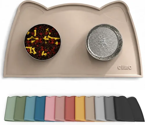 Vista 11 de OHMO - Tapete de silicona para comida para gatos, tapete de alimentación de mascotas para el piso, antideslizante e impermeable, bandeja para agua