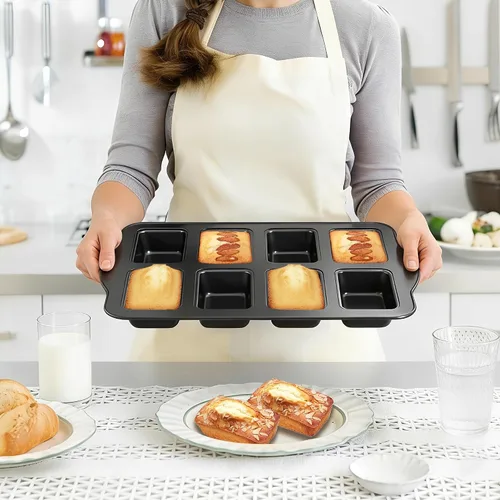 Vista 7 de Mini molde para pan de 8 cavidades, antiadherente de acero al carbono, bandeja para hornear mini pan de plátano, brownies y pastel de carne, apto