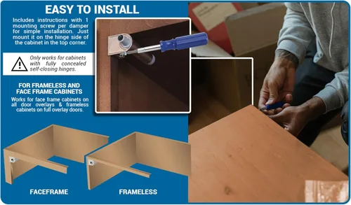 Vista 8 de Paquete de 10 herrajes Rok con cierre suave para puertas de gabinete/adaptador de cierre suave de metal, amortiguador, hardware, zinc, bisagra