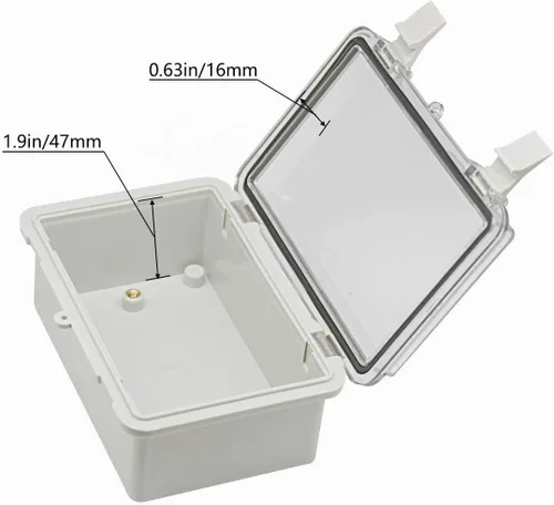 Vista 4 de Zulkit Caja de conexiones plástico ABS a prueba de polvo impermeable IP65 cajas eléctricas universales con carcasa de bisagra para exteriores