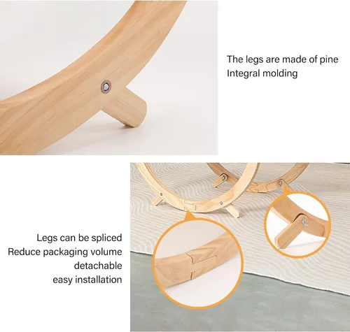 Vista 6 de Hamaca de madera para gatos, plegable y extraíble, transpirable y antideslizante, elevada para todas las estaciones, cama columpio adecuada