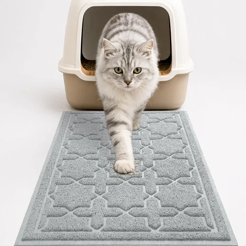 Vista 13 de Yimobra Tapete de arena para gatos, 24"x20" tapete con malla de bloqueo de arena, tapete suave para arena para gatos tapete atrapa arena, fácil