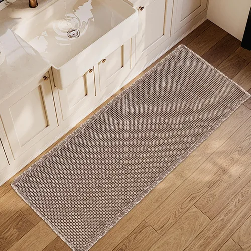 Vista 43 de ZALL - Tapete de baño de punto gofre beige, súper absorbente, antideslizante, largo, color crema, 24 x 72 pulgadas, lavable a máquina, ultra suave