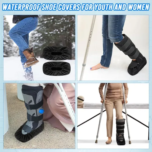 Vista 7 de Shyyween 2 piezas de fundas para botas de caminar Air Cam para fracturas médicas, fundas impermeables para botas de yeso, fundas para zapatos