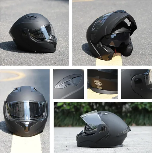 Vista 9 de Casco modular para motocicleta de adultos, con doble visera abatible, cara completa, aprobado por DOT para hombres, mujeres, moto, ATV, UTV, moto