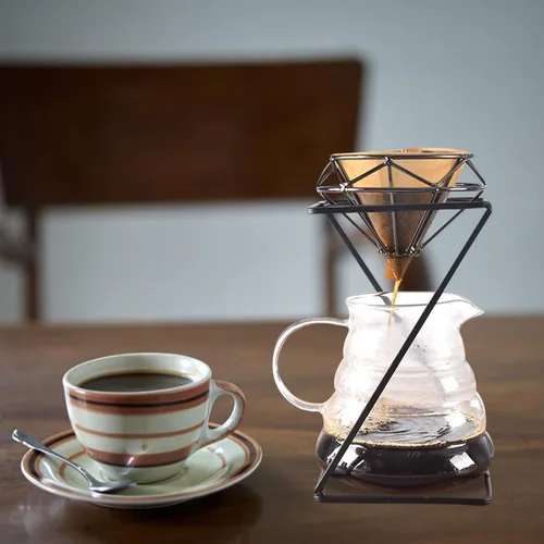 Vista 7 de Soporte de goteo para verter sobre el gotero, fabricante de filtro de café, soporte para taza de filtro, soporte para colador de té para cafetera