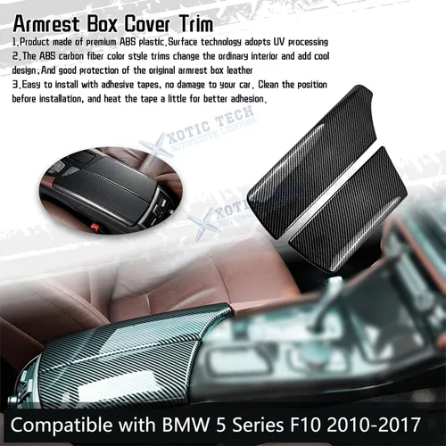 Vista 2 de x xotic tech Funda para reposabrazos central para interior del automóvil, con patrón de fibra de carbono, caja de almacenamiento, protector de tapa
