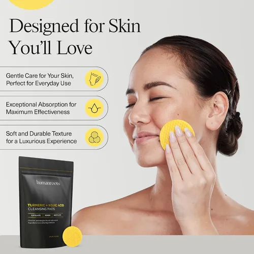 Vista 5 de Toallitas Limpiadoras de Cúrcuma y Ácido Kójico - Toallitas de Limpieza Facial de Cúrcuma con Vitamina C (30 toallitas), Toallitas de Limpieza