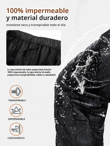 Vista 7 de Rodeel Traje impermeable para pesca para hombres (conjunto de chaqueta y pantalón de lluvia)