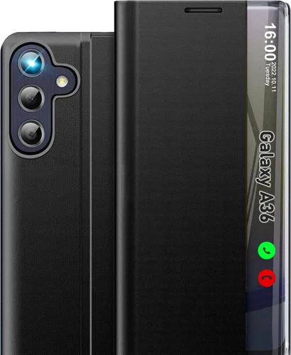 Vista 48 de Funda de teléfono para Samsung Galaxy A16 5G, Clear View Window Funda delgada de lujo para teléfono Galaxy A16 con soporte, funda protectora