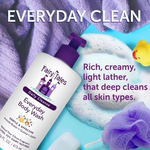 Vista 3 de Fairy Tales Daily Cleanse Everyday Kids Gel de Baño - Jabón para baño o ducha, gel de baño para niños con ingredientes limpios y naturales
