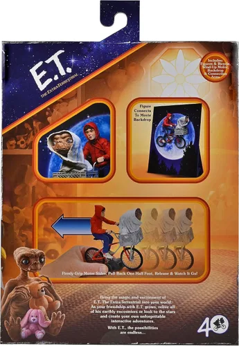 Vista 4 de NECA - E.T. La figura de acción a escala de 7 ″ del 40 aniversario extraterrestre – Elliott & E.T. en bicicleta