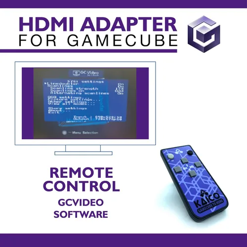 Vista 5 de Gamecube - Cable adaptador HDMI para Nintendo Gamecube que ejecuta el software GCVideo. Soporta duplicación de líneas 2X e incluye control remoto.