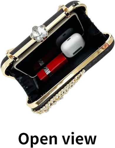 Vista 6 de shiiriin Bolso de mano de cristal brillante para mujer, elegante bolso de mano con diamantes de imitación para novia, boda, fiesta
