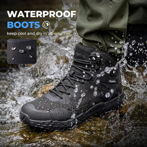 Vista 2 de Men's Military Tactical Boots Waterproof Lightweight Non-Slip negro (Black Tactical)