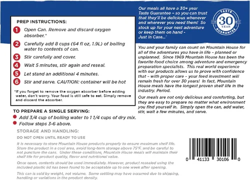 Vista 6 de Mountain House Huevos revueltos con tocino Supervivencia liofilizada y alimentos de emergencia Lata #10 + Mountain House Chili Mac con carne