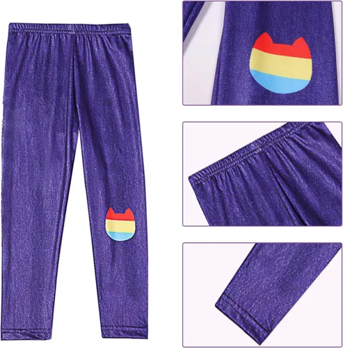 Vista 4 de SHELOVESIT Traje de cumpleaños de gato arcoíris para niñas, disfraz de casa de muñecas con tutú de arco iris para fiesta de disfraces de Halloween