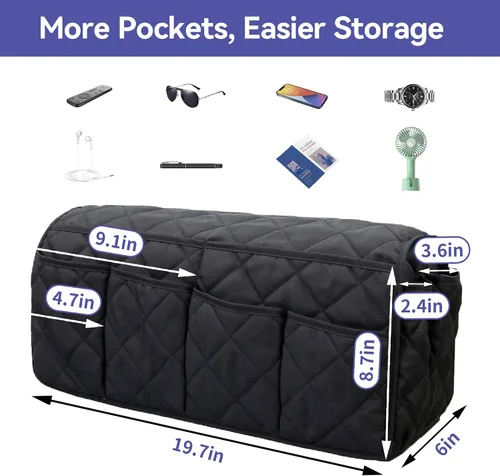 Vista 4 de MEHIDFY Organizador de sillón, organizador de reposabrazos de sofá impermeable, organizador de sillón reclinable antideslizante, soporte para mando