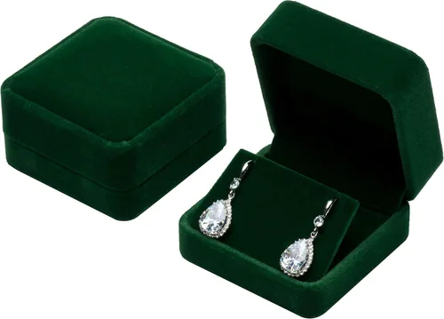Vista 5 de Cajas de regalo de pendientes de terciopelo Joyero (verde)