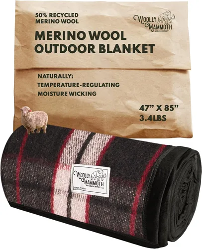 Vista 18 de Woolly Mammoth Woolen Company Manta de Lana - 66 x 90 pulgadas, Corteza, 80% Lana Merino - Mantas de Campamento para Clima Frío - Durabilidad