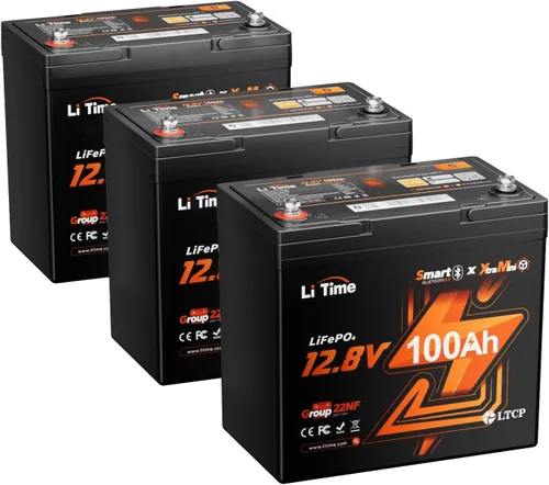 Vista 15 de Litime Batería de litio Xtra-Mini LiFePO4 de 12 V 100 Ah con Bluetooth y BMS de 100 A, mini batería de litio de 12 voltios, máximo 15000 ciclos