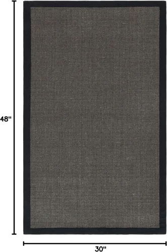 Vista 133 de Alfombra de sisal Safavieh, de color maíz y negro, tejida a mano, de la colección de fibras naturales; 5 x 8 pulgadas, NF441A, Tela, Gris / Gris