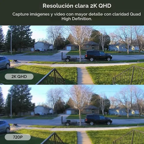 Vista 2 de Rraycom Paquete de 2 cámaras de seguridad solar 5G inalámbricas para exteriores, cámara de 2K con batería y panel solar, alarma de sirena, visión