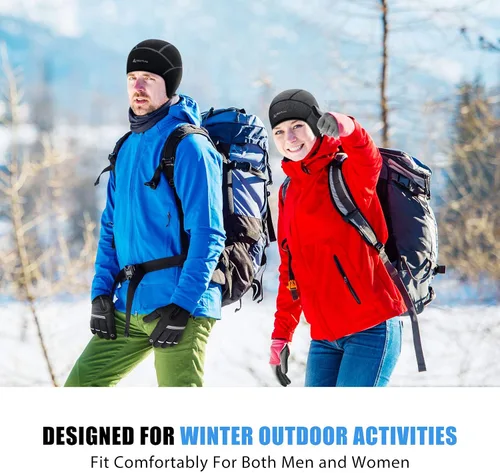Vista 7 de Hikenture Gorra de invierno con diseño de calavera para hombres y mujeres sombrero térmico de ciclismo