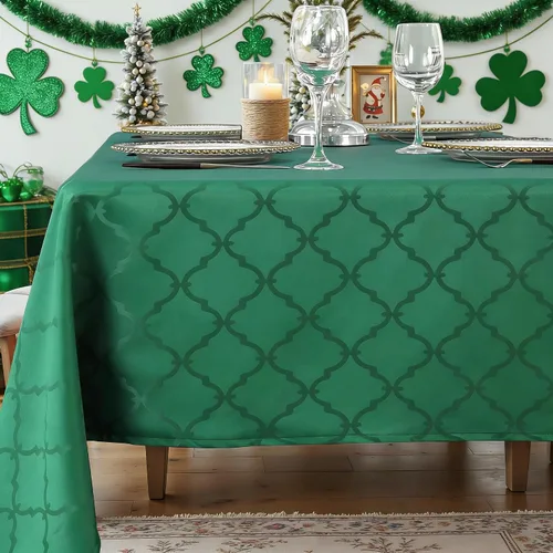 Vista 10 de Mantel Sastybale antiarrugas y resistente a las manchas, de tela, rectangular, para mesa de comedor o decoración de fiesta, cubierta de trapo