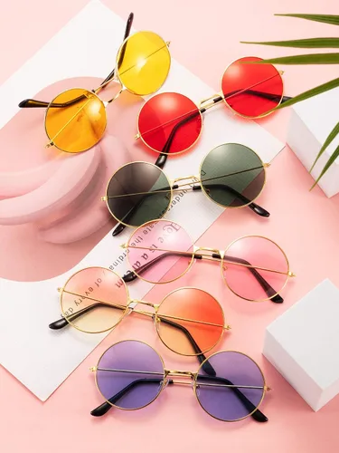 Vista 6 de 12 pares de gafas de sol hippie de los años 60 y 70 para mujeres y hombres gafas hippie retro lentes redondas lentes tintadas paquete de gafas