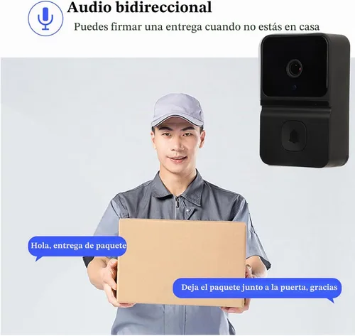 Vista 5 de Timbre de puerta con timbre de video con timbre, 1080P HD visión nocturna audio de 2 vías, lente gran angular, reproducción de almacenamiento