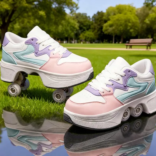Vista 5 de Roller Skate Shoes for Women Girls Boy and Men 4-Wheels Fashion Professional Outdoor Indoor Quad-Skates for Kids & Adults Christmas/Birthday Gifts