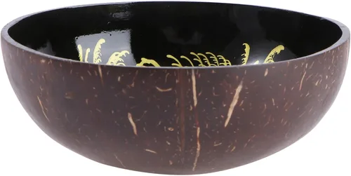 Vista 9 de KESYOO Cuenco de cáscara de coco natural, contenedor decorativo para dulces, frutos secos, cuenco de almacenamiento con patrón único para la entrada