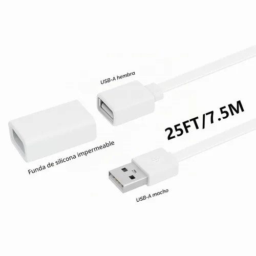 Vista 3 de delilyn Paquete de 2 cables de extensión USB de 25 pies compatibles con WYZE Cam Pan V3/V3 Pro/V2, Cam V4/V3, Cam OG/V2, cable de carga de extensión
