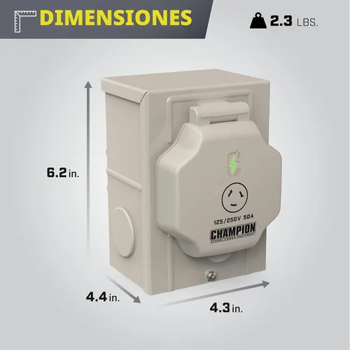 Vista 3 de Champion Power Equipment 50A 125/250V Caja de entrada de alimentación