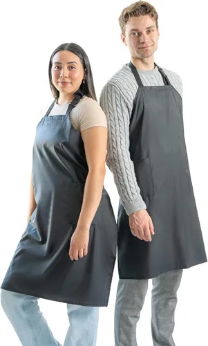 Vista 12 de Ravill Delantal impermeable para hombres y mujeres, 2 bolsillos, 35 pulgadas de largo, delantales de trabajo multiusos para lavavajillas, aseo