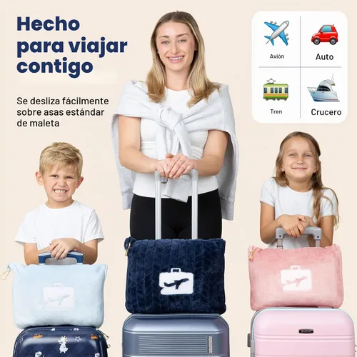 Vista 3 de EverSnug Manta y Almohada de Viaje 68x42 pulgadas - Microforro Ultra-Suave Premium 2 en 1 Compacta y Empacable Manta de Vuelo con Funda de Bolsa