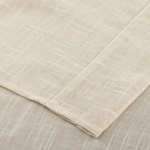 Vista 4 de 2 piezas de cortinas de aspecto de lino sólido y elegante, paneles totalmente cosidos, niveles de tratamiento de ventanas