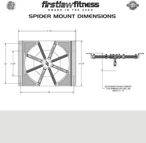 Vista 9 de Firstlaw Fitness Spider Mount 140 - Colgador pesado para saco de boxeo - para bolsas pesadas de hasta 140 libras - Fabricado en los Estados Unidos