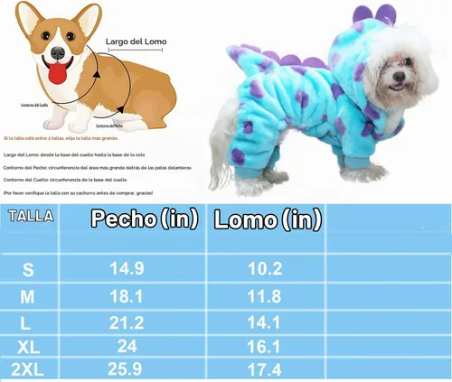 Vista 3 de Disfraz de dinosaurio para perros pequeños y gatos, suéter con capucha para perros para clima frío, pijamas para perros para Navidad y Halloween