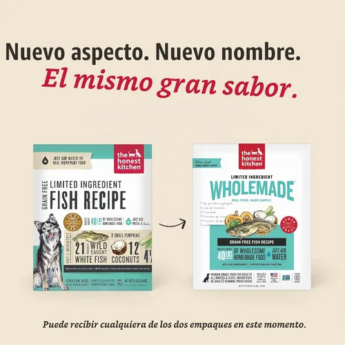 Vista 3 de The Honest Kitchen Receta de pescado integral sin granos de 6 ingredientes, alimento deshidratado para perros de grado humano, apto para alérgicos
