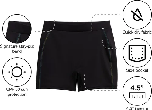 Vista 3 de TomboyX Pantalones cortos de natación de 4.5 pulgadas, traje de baño deportivo inferior de tiro medio, protección solar UPF 50, tamaño incluido