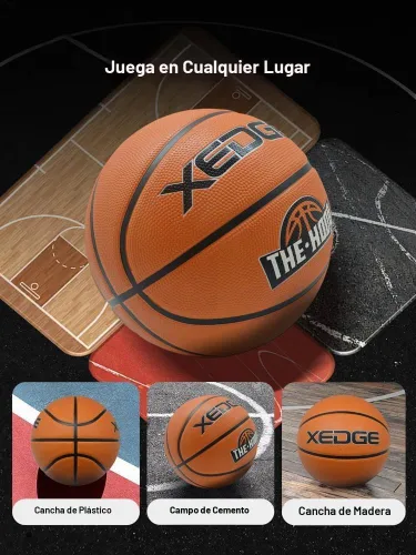 Vista 4 de XEDGE Baloncesto 29.5" Tamaño 7 Juego de baloncesto de goma para interiores y exteriores