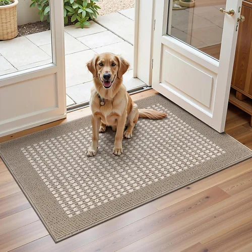 Vista 8 de Ileading Tapete para puerta de interior de 24 x 36 pulgadas, absorbente para perros, tapete de bajo perfil para entrada pequeño con respaldo de goma