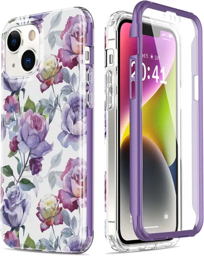 Vista 8 de Esdot Funda para iPhone 14 con Protector de Pantalla Integrado, Funda Resistente de Grado Militar con Diseños de Moda para Mujeres y Niñas, Funda